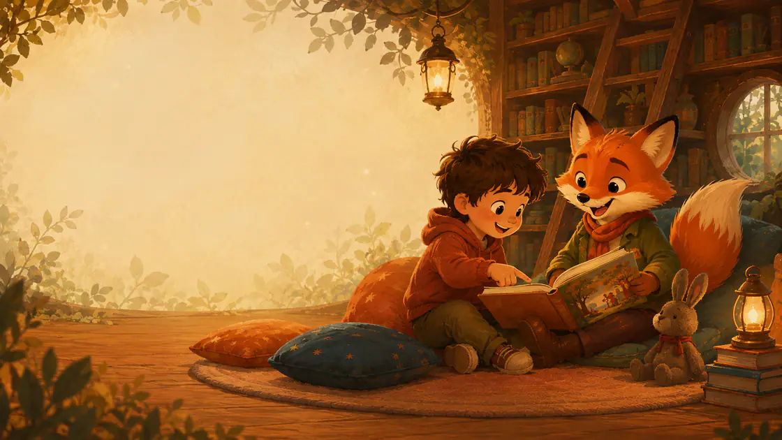 A growing reader listening to a story in Meruni's hidden illustrated library